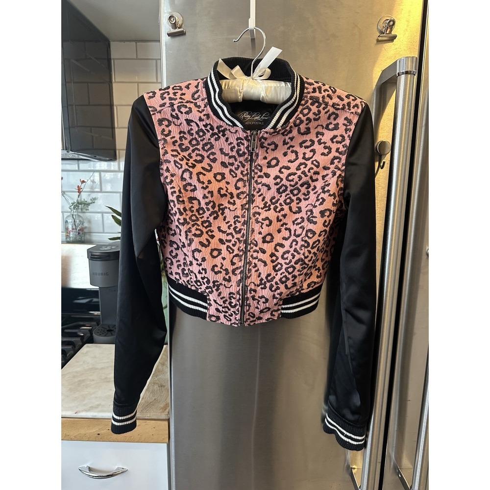 Aeropostale X Pretty Little Liars Leopard Print Pink Varsity/Bomber Jckt XS Crop